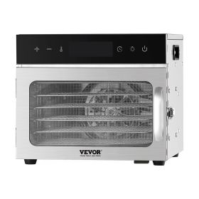 VEVOR Food Dehydrator Machine, 6 Stainless Steel Trays, 400W Electric Food Dryer with Adjustable Temperature & 24-Hour Timer, Freeze Dryer for Je