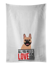 NEW French Bulldog Fawn #2 Kitchen Towel Set of 2 White Dish Towels Decorative Bathroom Hand towel for Hand, Face, Hair, Yoga, Tea, Dishcloth
