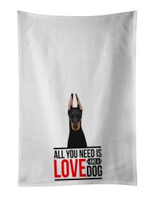 NEW Doberman Pinscher Black and Rust Ears Cropped Kitchen Towel Set of 2 White Dish Towels Decorative Bathroom Hand towel for Hand, Face, Hair, Y