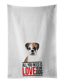 NEW English Bulldog Tricolor #2 Kitchen Towel Set of 2 White Dish Towels Decorative Bathroom Hand towel for Hand, Face, Hair, Yoga, Tea, Dishclot