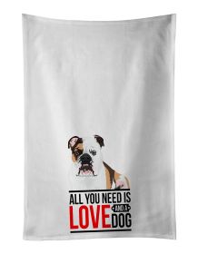 NEW English Bulldog Tricolor #3 Kitchen Towel Set of 2 White Dish Towels Decorative Bathroom Hand towel for Hand, Face, Hair, Yoga, Tea, Dishclot