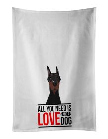 NEW Doberman Pinscher Black Cropped Ears Kitchen Towel Set of 2 White Dish Towels Decorative Bathroom Hand towel for Hand, Face, Hair, Yoga, Tea
