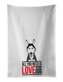 NEW Siberian Husky Black and White #3 Kitchen Towel Set of 2 White Dish Towels Decorative Bathroom Hand towel for Hand, Face, Hair, Yoga, Tea