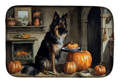 Belgian Tervuren Fall Kitchen Pumpkins Dish Drying Mat Absorbent Dish Drying Mat Pad for Kitchen Counter Dish Drainer Mat for Countertop, 14 x 21