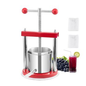 VEVOR 0.44 Gal/1.65L Fruit Wine Press, 2 Stainless Steel Barrels, Manual Juice Maker
